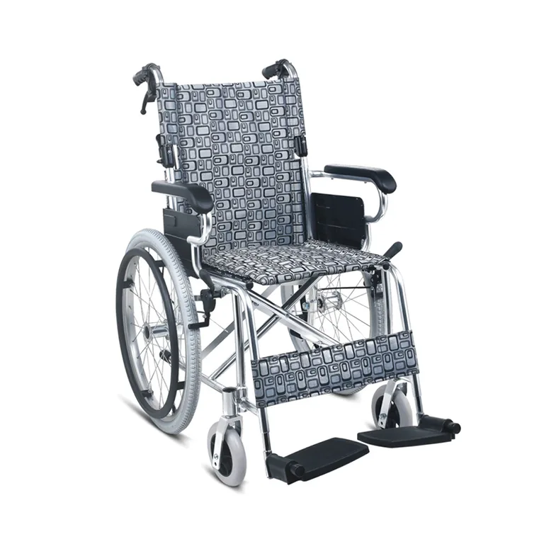 كرسي متحرك ألومنيوم خفيف الوزن بمقابض قابلة للطي طراز MLW872LAJ